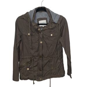 Snobbish Zip Up Utility Jacket-Size Small, Olive Green with Adjustable Features